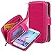 E LV Case for Galaxy S7 Case 2IN1 (CASE Cum Purse) PU Leather flip Wallet Bag Pouch Case Cover for Samsung Galaxy S7 - [HOT Pink]