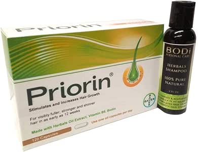 Amazon.com: PRIORIN Hair Growth Formula 120 Capsule with Free BODi ...