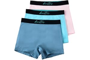 BOXETTES Girls' Boxer Briefs. 3-pack sampler Cotton, Modal and Nylon Mesh. Sensory-friendly. Full-coverage. Super soft. Tagless.