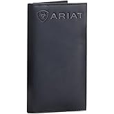 ARIAT Men's Black Leather Bifold Wallet with Embossed Logo