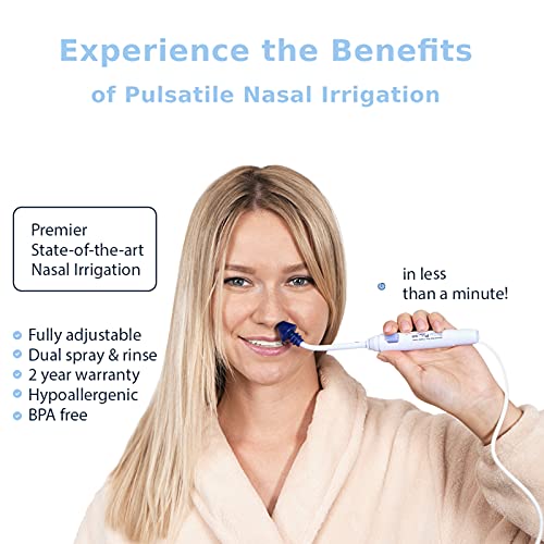 Health Solutions SinuPulse Elite Advanced Nasal Irrigation System with 30 SinuAir Saline Packets, Pulsating Nasal Congestion Relief & Sinus Rinse Machine, More Effective Than Neti Pot or Nose Spray