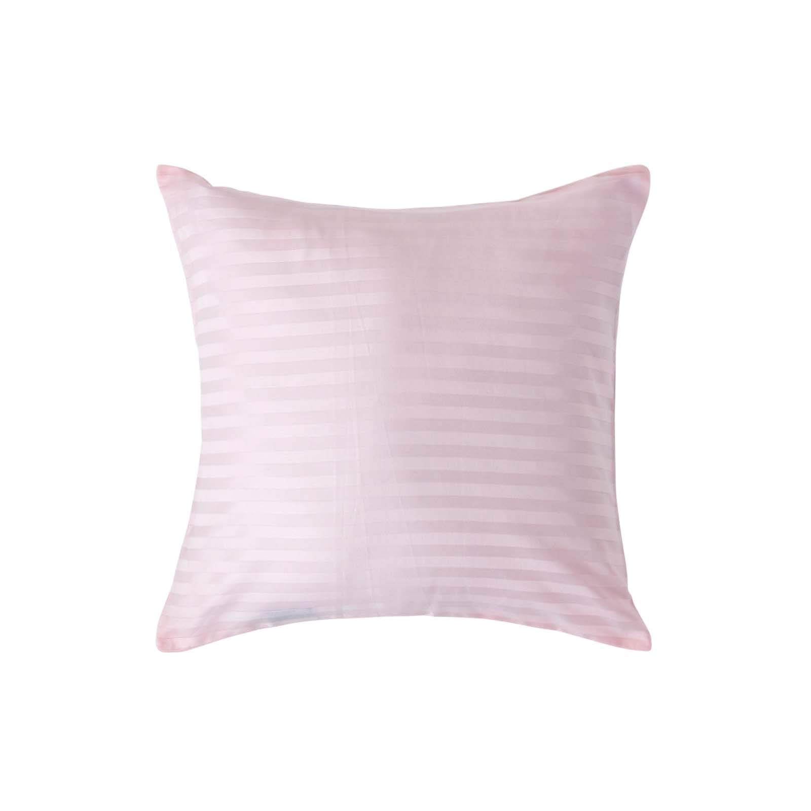 HOMESCAPES Pink Pure Egyptian Cotton Euro Size Pillowcase 40 x 40 cm 330 TC 500 Thread Count Percale Equivalent Satin Stripe Pillow Case with Zip