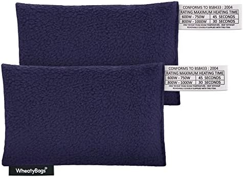 Wheat Bag Microwave Small Rectangle (15cm) Heat Pack - Pack of 2 (Fleece Fabric - Navy Blue)