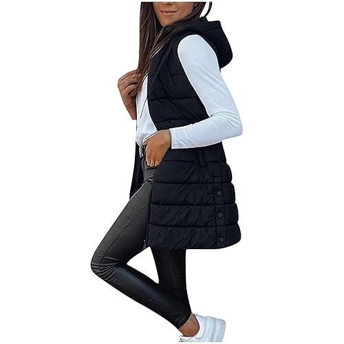 YBEBEWE Womens Sweetness Fleece Gilet Transitional Quilted Waistcoat Lined for Autumn Winter Puffer Jackets Longline Warm Hoode Gilets Lightweight Cozy Padded Jacket with Pocket Casual Comfy Coats UK