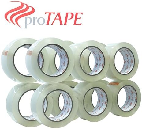 ProTape - 110 Yard, Clear Professional Grade Heavy-Duty Carton Sealing Packing Tape, 2" Wide, 1.9mil (12 Pack of Rolls)