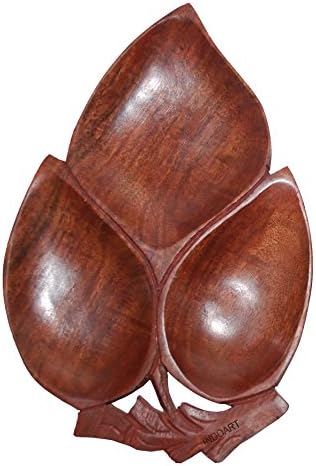 INDOART Wooden Dry Fruit Tray Size 8.5 Inch (Made From Single block of 100% Pure Rose Wood) Art NO:IA-KD11