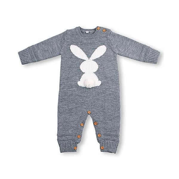 mimixiong Baby Sweater Toddler Jumpsuits Kid's Knitted Bunny Romper for Easter Christmas - Image 4