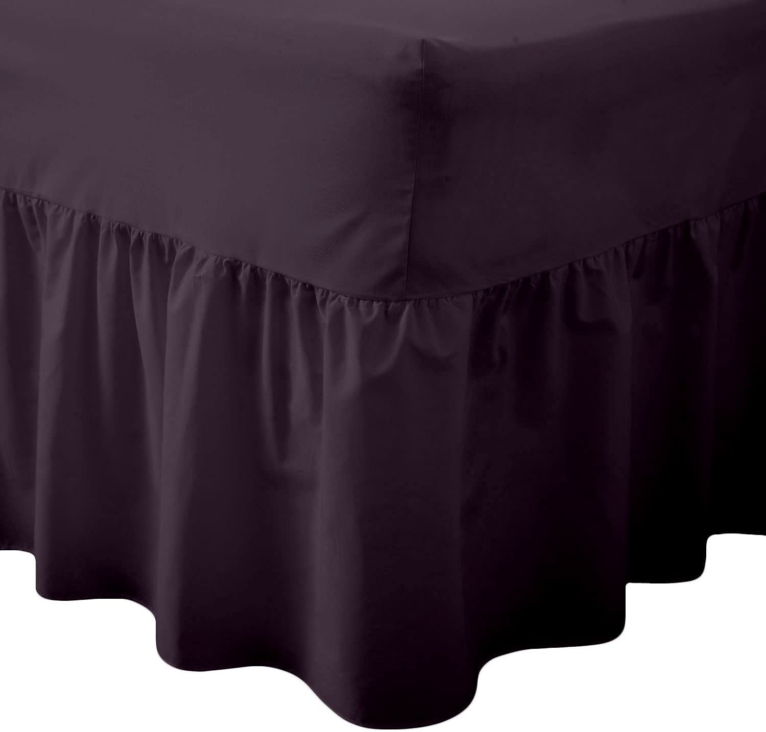 Comfy Nights Plain Dyed Polycotton Easy Care Valance Fitted Sheet In 19 Colors (4Ft/Small Double, Plum)