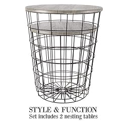 Lavish Home (Gray) Nesting End Tables with Storage