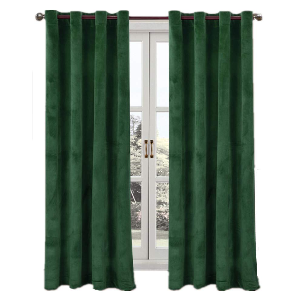 Comforhome Solid Soft Velvet Window Curtain Grommets Drapes
