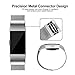 iGK Milanese Replacement Bands Compatible for Fitbit Charge 2, Stainless Steel Metal Bracelet with Unique Magnet Clasp Silver Large