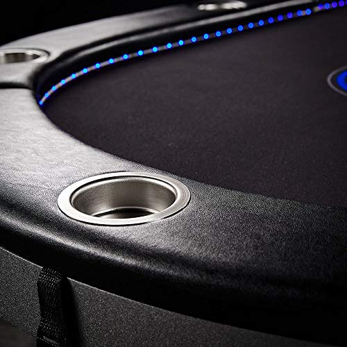 Lancaster 10 Player Poker Game Table with Cup Holders, LED Lights