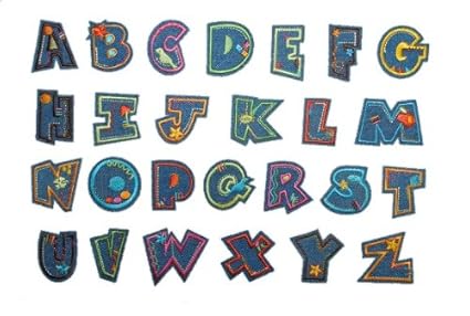 alles-meine.de GmbH E - Buchstabe Bügelbild 2,4 cm * 3,9 cm Jeans blau grün Aufnäher Applikation