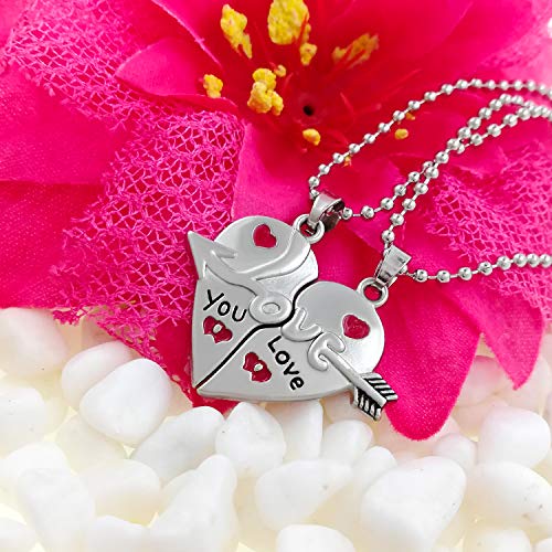 Saizen Couple Special Silver Plated Dual Love Heart Pendant Chain for Girls & Boys Rhodium Stainless Steel Pendant 3 Saizen Couple Special Silver Plated Dual Love Heart Pendant Chain for Girls & Boys Rhodium Stainless Steel Pendant - Image 3
