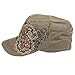 Crystal Case Womens Cotton Rhinestone Paisley Cadet Cap Hat (Khaki)