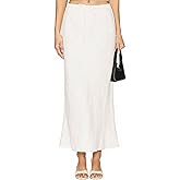 Teddify Women's Linen Drawstring Maxi Skirt High Waisted Flowy Flared A-Line Long Skirts with Lining