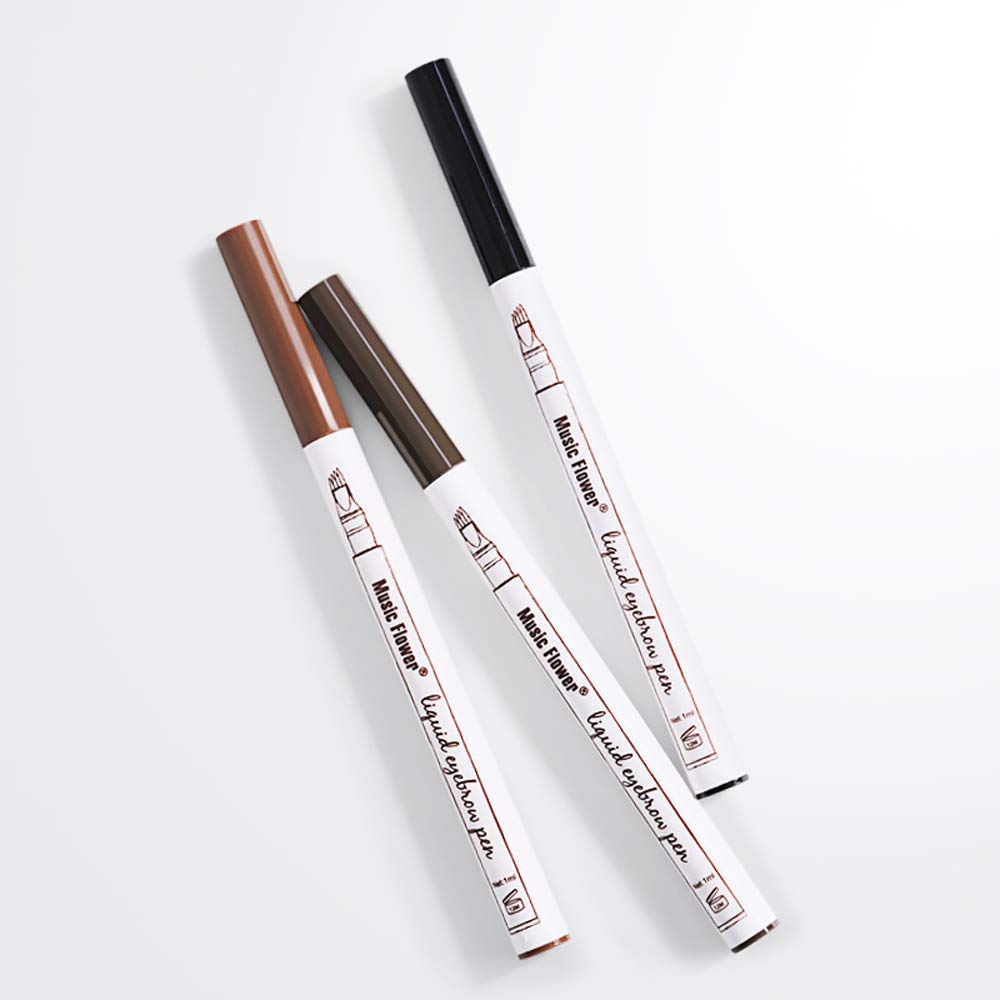 HENGBANG Eyebrow tattoo pen Waterproof Microblading eyebrow pencil pen with a micro fork tip applicator creates natural looking brows effortlessly and Stays on All Day(Brown+Dark Grey)