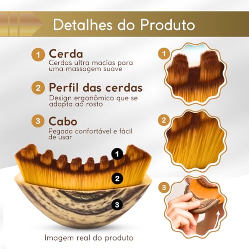 Escova Facial para Drenagem Linfática, Drena Face Massageadora Lifting – Reduz Inchaço do Rosto, Define Contorno e Mandíbula, Estimula Circulação – Cerdas Ultra Macias, Uso Diário ou Spa – Ritual Sublime Facial com Guia Exclusivo
