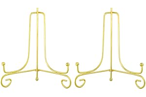 Plate Stands for Display 6 Inch - Adjustable Gold Metal Holder for Decorative Plates, Picture Frames, Tablets, Vinyl Records 