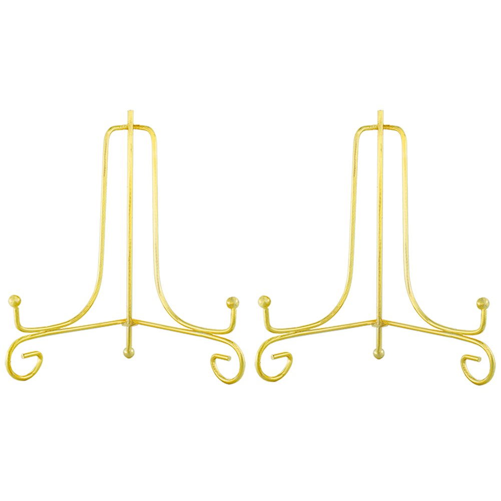 Tincogo (2 pack) 6" Iron Plate Stand, Gold Iron Easel Plate Display Photo Holder Stand, Displays Picture Frames, Cookbooks, Decorative Plates, Tablets and Art