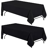 White Classic WEALUXE 2 Pack Black Kitchen Rectangle Tablecloth 4ft [ 60 x 84 in ], Stain and Wrinkle Resistant Washable Polyester Table Cover