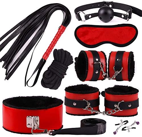 Couple Sexy Plush 8 Piece Set, Couple Adventure Game Set, Adult Game Party Set (red Black)
