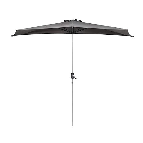Sekey 2.7m halb-runder Sonnenschirm/Marktschirm/Terrassen-Schirm mit Kurbel für Garten, Terrassen, Höfe, Schwimmbäder, mit 5 