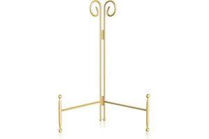 SVENJBB Plate Stand and Holder Display Stand 12 Inch, Gold Iron Picture Frame Stand for Display, Collapsible and Portable Easel Stand for Table (1 Pack)