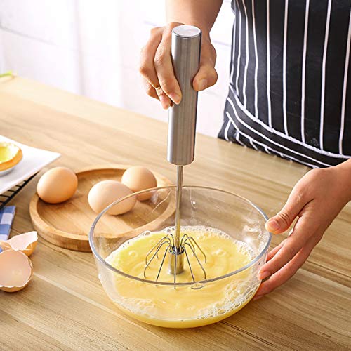 Mowelai Stainless Whisks, Semiautomatic Egg Whisk Beater Mixer, Easy Use and Save Much Energy