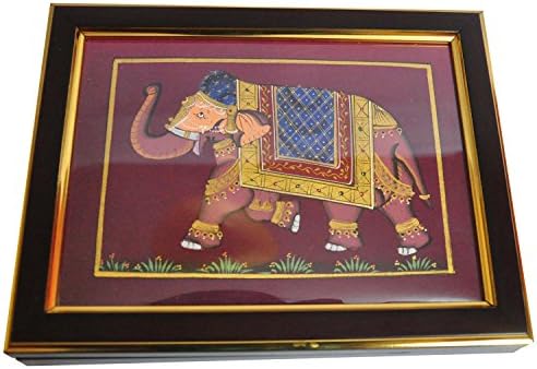 Kalpanik Creations KB01 Wooden Look Fibre Box with Original Painting (9 X 7 X 1.5 inches)