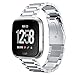 Vigoss Compatible Fitbit Versa Band Men Women, Solid Stainless Steel Fitbit Versa Bands Business Strap Replacement Metal Wristbands for Fitbit Versa SmartWatch Small Large 5.5