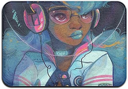 African American Black Girl Astronaut Painting Art Bath Rug 16x24 Flannel Microfiber Foam Bath Mat - Non-slip Soft Absorbent Bathroom Mat Kitchen Floor Carpet