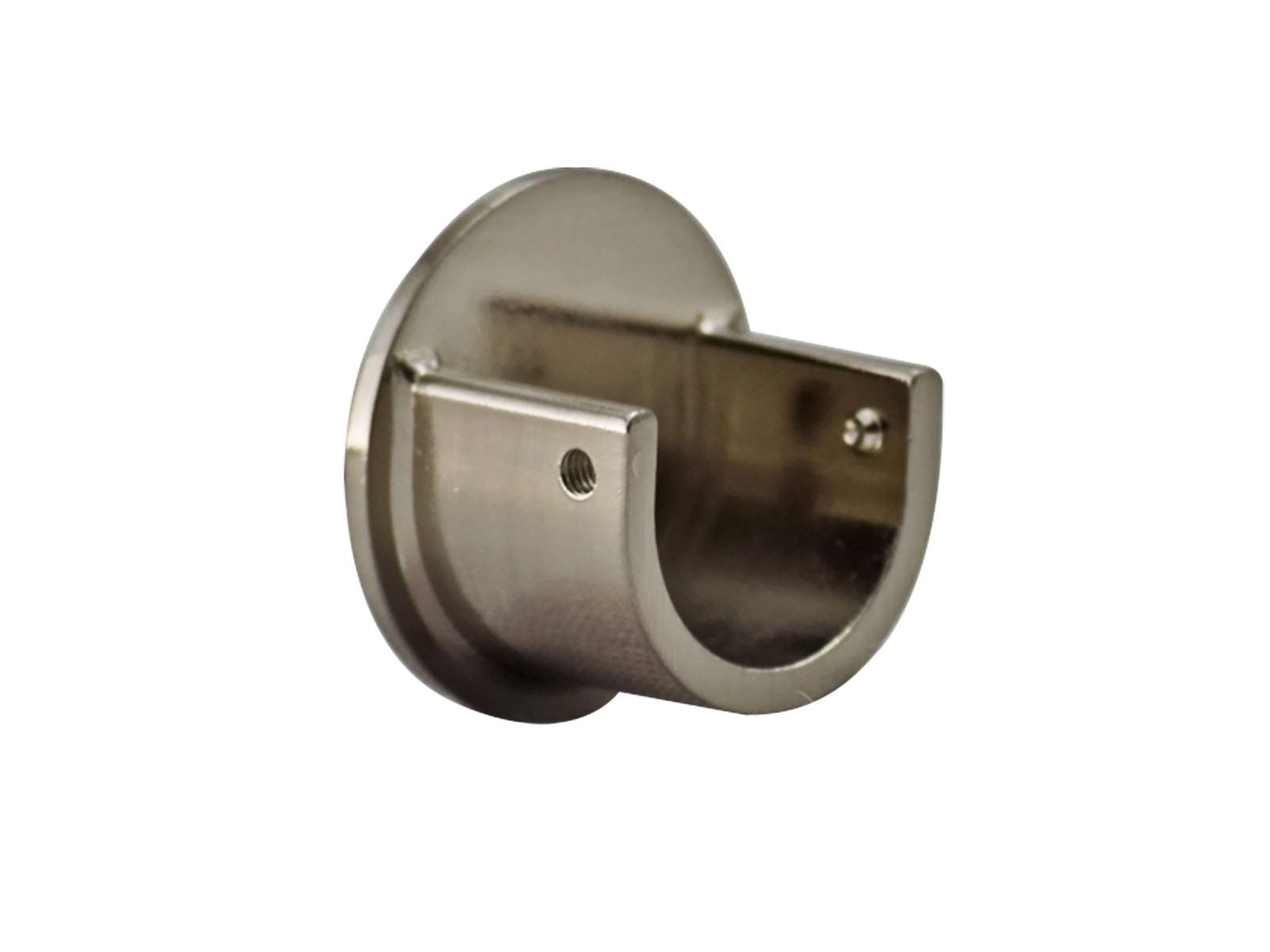 Your Home Online Metal 19mm & 28mm Curtain Pole Recess Wall Bracket Black Chrome Brass Copper (Brushed Chrome, 28mm Quantity 2)