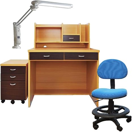 Amazon Co Jp 学習机 ララ Art シンプルでかわいい 勉強机 学習椅子ラッキー ブルー付 机カラー ブラウン L型ledデスクライト付 ホーム キッチン