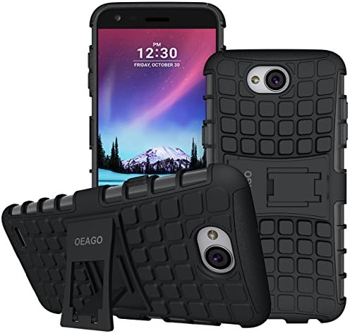 LG X Charge Case, LG Fiesta 2 LTE Phone Case, LG Fiesta LTE Case, LG X Power 2 (2017) Case, OEAGO [Shockproof] [Impact Protection] Tough Rugged Dual Layer Protective Case with Kickstand - Black
