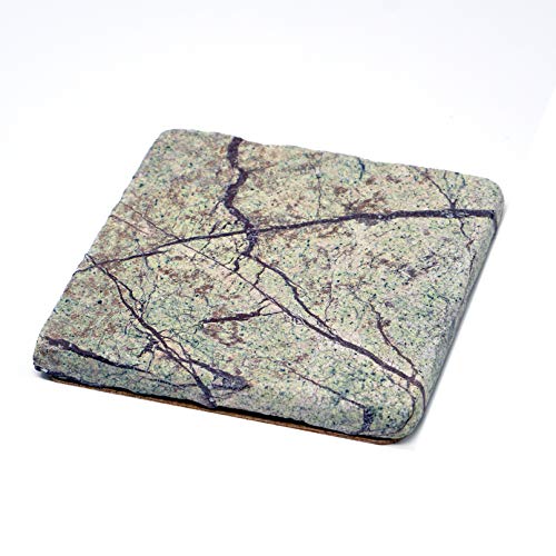 Stella Green Forest Limestone Drink Coasters - Set of 6 - Premium Absorbent Natural Stone