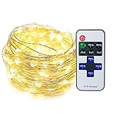 GEEKHOM Led String Lights, 33ft 100 LEDs 8 Modes Waterproof Copper Wire Fairy Lights Dimmable Decorative Light with Remote  for Indoor Outdoor Bedroom Patio Garden Xmas Trees Party (Warm White)