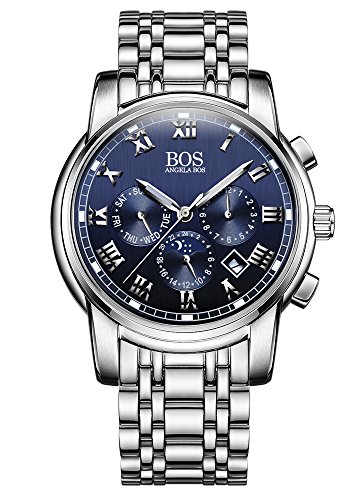 BOS Men s Japanese Quartz Chronograph Stainless Steel Waterproof Sport Watch