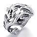 KONOV Polished Stainless Steel Dragon Men's Ring, Size 9