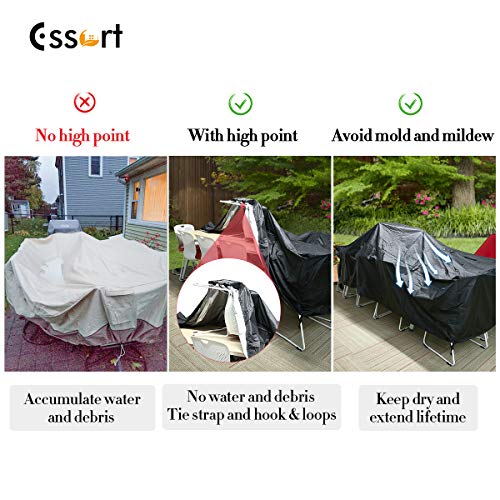 ESSORT Patio Furniture Covers, 124" Outdoor Sectional Furniture Set Covers, Table Chair Sofa Winter Covers, Waterproof Snow Dust Wind Proof, Anti-UV (124"x63"x29" 210D)