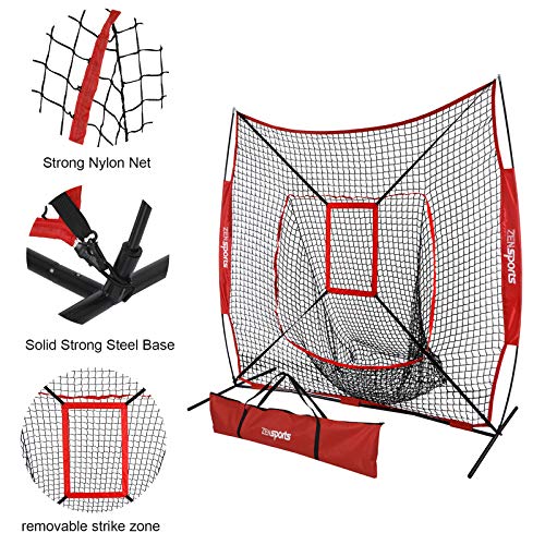 ZENY 7'×7' Baseball Softball Practice Net w/Strike Zone Hitting Batting