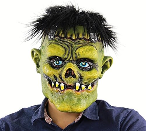 本日の目玉 怖いブルネットグリーンフェイスモンスターヘッドカバーハロウィンラテックスゴーストマスク