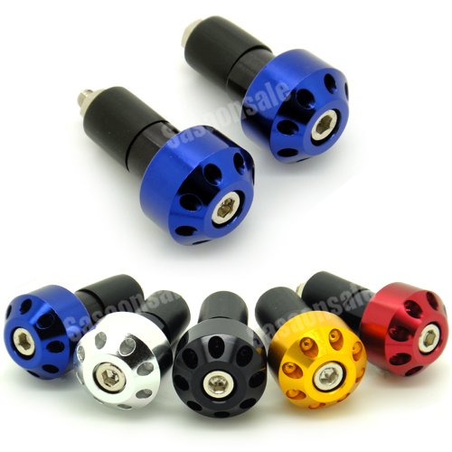 GTSpeed Universal Blue Motorcycle Bar Ends 7/8" Handlebar Grips Plugs - Fits Honda Kawasaki Suzuki Yamaha BMW KTM Ducati Triumph (READ Product description for Model & Year specification)
