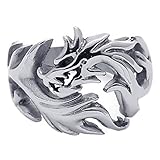 KONOV Polished Stainless Steel Dragon Men's Ring,