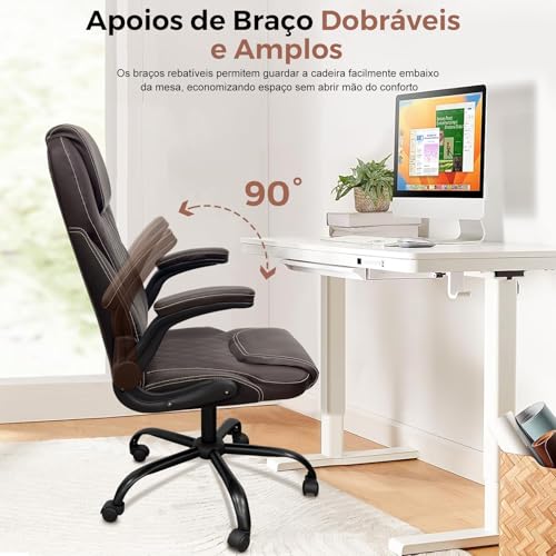 Cadeira De Escritório Presidente com Assento Espesso e Encosto Alto, para Escritório e Home Office