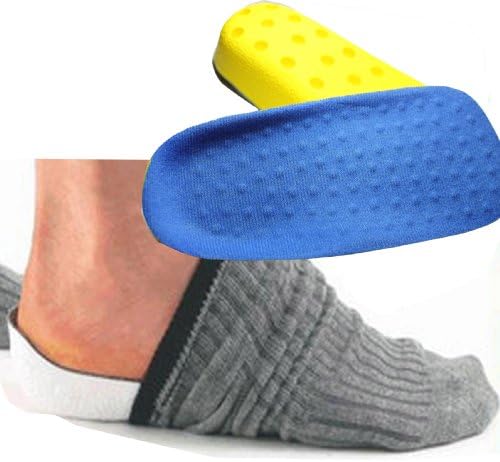 Women's In-sock Arch Support Height Increase Heel Lift Pads/Insoles: Blue surface; YELLOW bottom