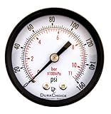 DuraChoice 2" Dial Utility Pressure Gauge, Water Oil Gas, 1/4" NPT Center Back Mount, Black Steel Case, 0-160 PSI
