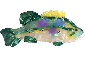 OMG DECOR Novelty Aquatic Animals Hair Clips,Green Perch Fish Hair Clip,Cellulose Acetate Hair Clips,Big Claw Clips for Women