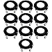 GLS Audio 12ft Mic Cable Patch Cords - XLR Male to XLR Female Black Cables - 12' Balanced Mike Snake Cord - 10 Pack