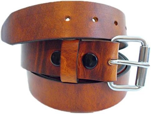 Orion Leather Men's 1 1/2 Rustic Hot Dipped Tan Harness Leather Belt Size 38